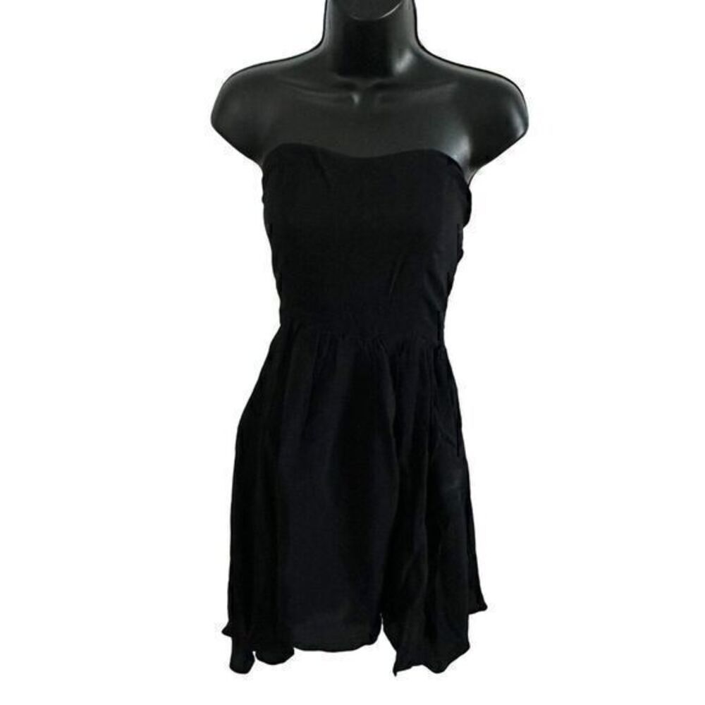 Lucy Paris Strapless‎ Smocked Back Mini Dress Black Size Medium